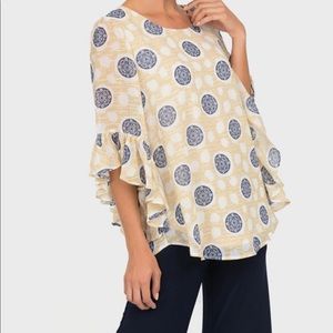 Joseph Ribkoff off-white/gold top